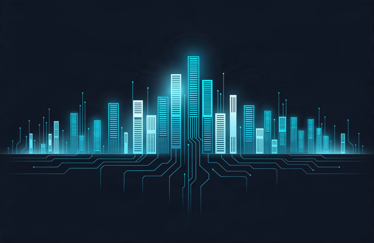 Ilustración abstracta de la silueta de Argentina construida en circuitos y servidores, simbolizando la oportunidad del país en infraestructura de IA